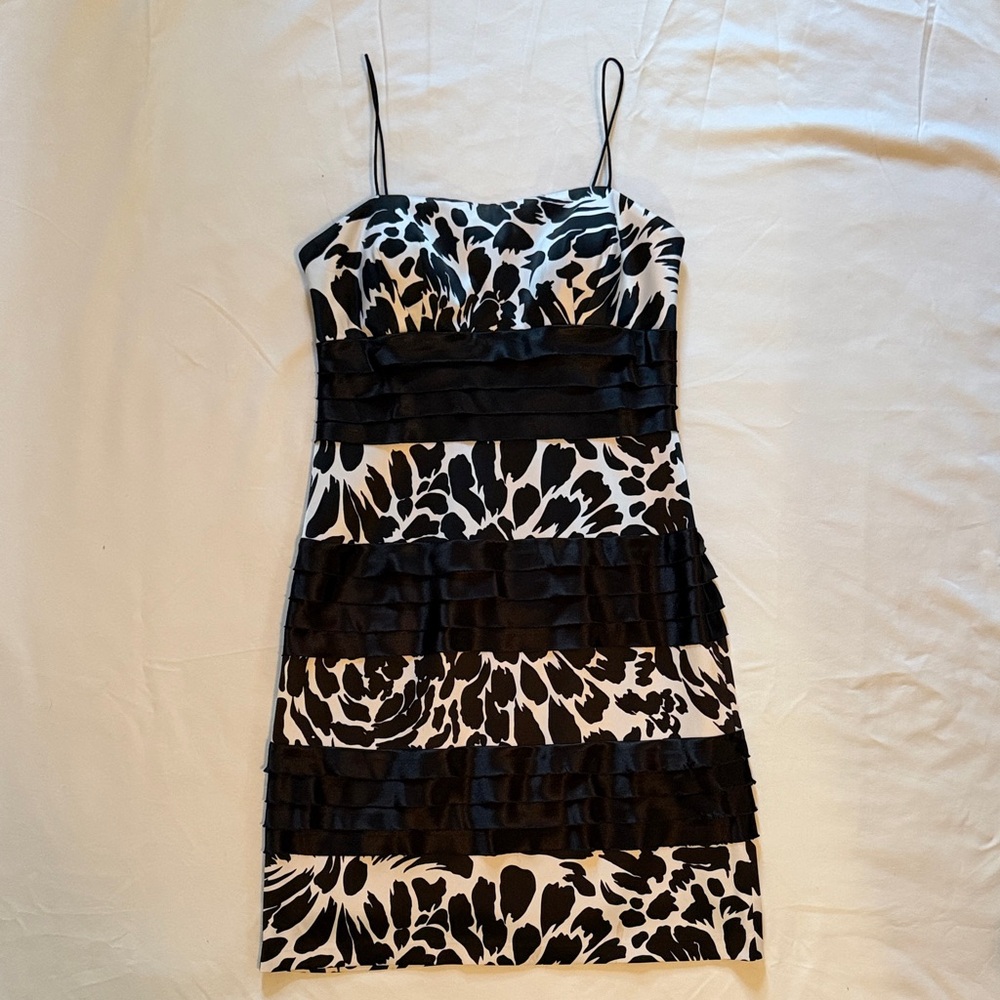 Black & White Floral Strap Dress